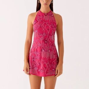 Peppermayo Leo Beaded Mini Dress - Fuchsia